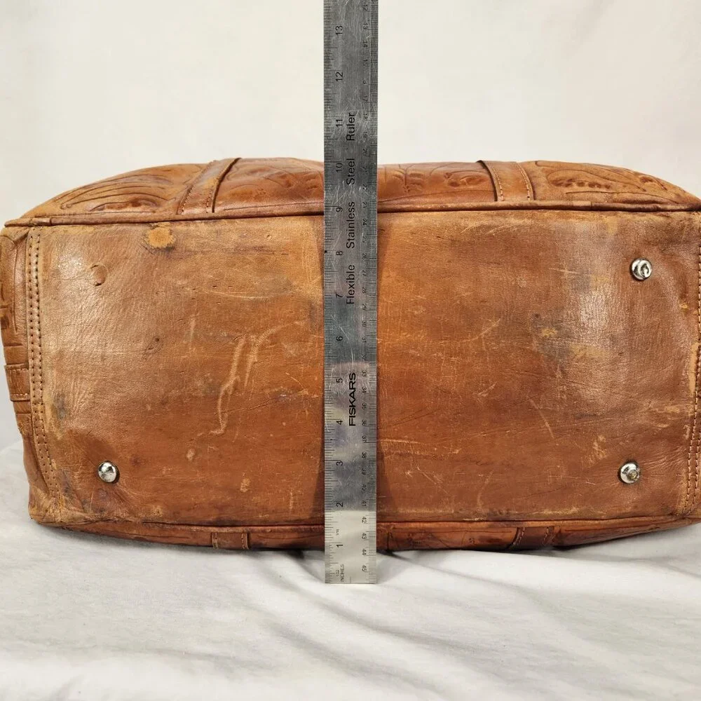 Force Ten West Authentic Handmade Leather Large Duffle Bag Vtg British Tan